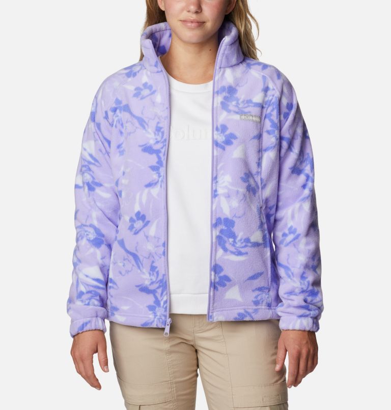 Thumbnail: Women's Benton Springs Printed Full Zip Fleece Jacket, Color: Frosted Purple, Pop Flora Tonal, image 7