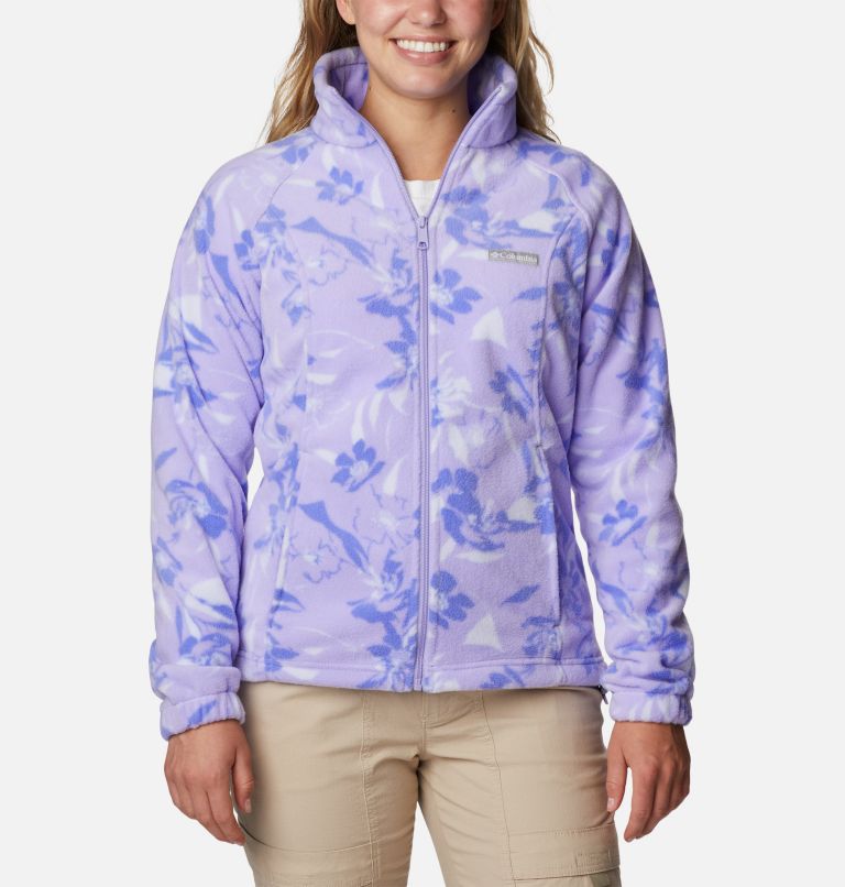 Thumbnail: Women's Benton Springs Printed Full Zip Fleece Jacket, Color: Frosted Purple, Pop Flora Tonal, image 1