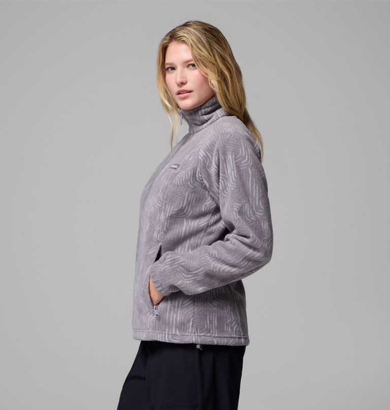 Women's Benton Springs Printed Full Zip Fleece Jacket, Color: Shale Purple Flowfalls, image 4