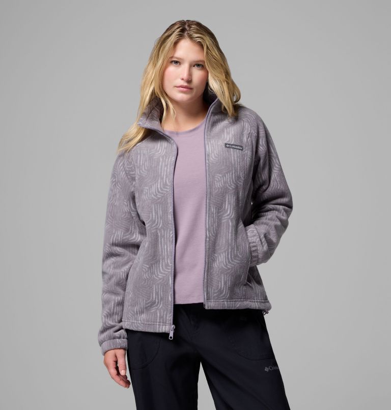 Women's Benton Springs Printed Full Zip Fleece Jacket, Color: Shale Purple Flowfalls, image 5