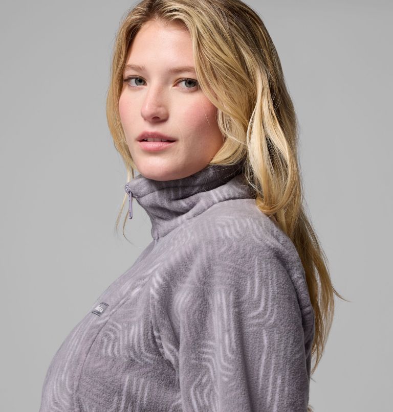 Women's Benton Springs Printed Full Zip Fleece Jacket, Color: Shale Purple Flowfalls, image 6