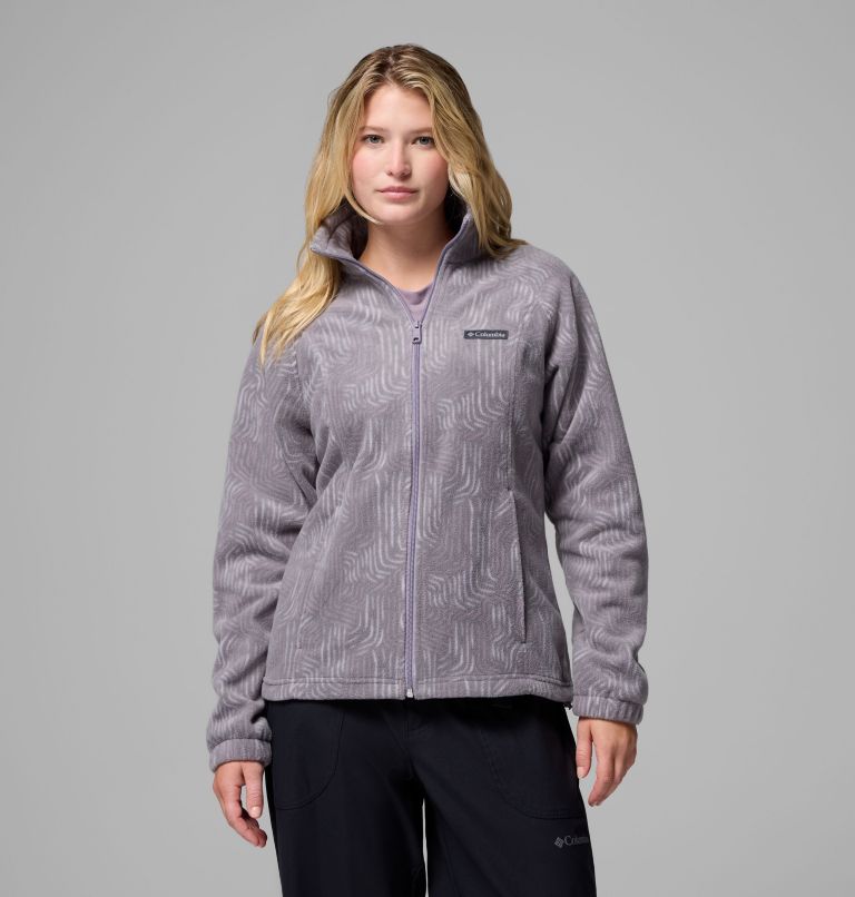 Women's Benton Springs Printed Full Zip Fleece Jacket, Color: Shale Purple Flowfalls, image 1