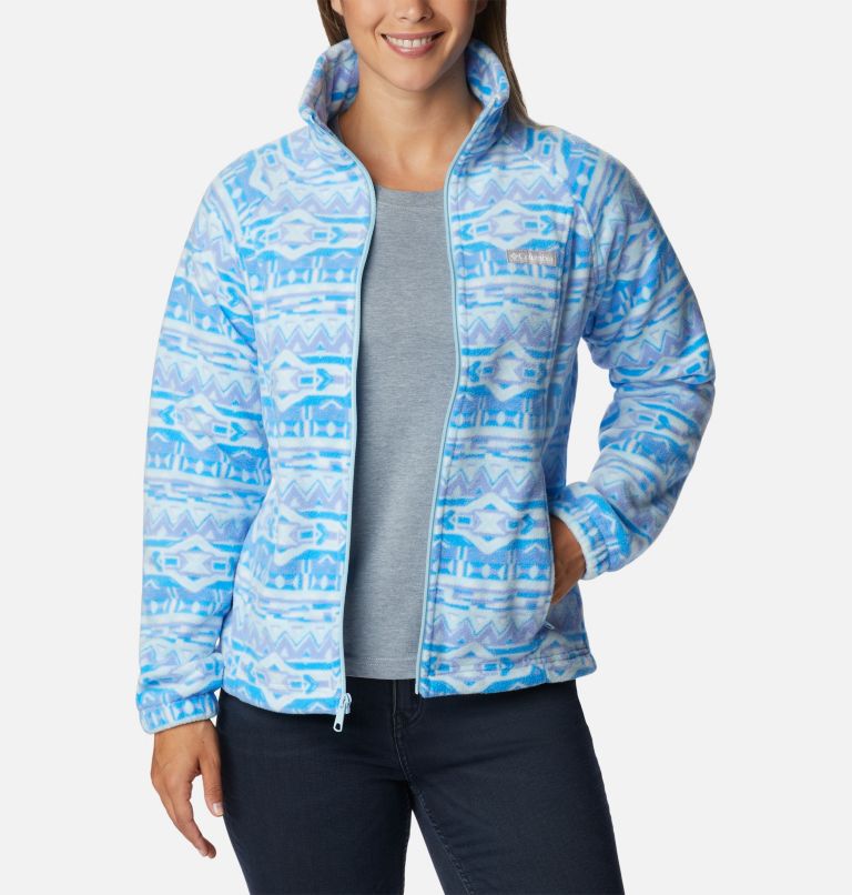 Thumbnail: Women's Benton Springs Printed Full Zip Fleece Jacket, Color: Serenity 80s Stripe, image 7