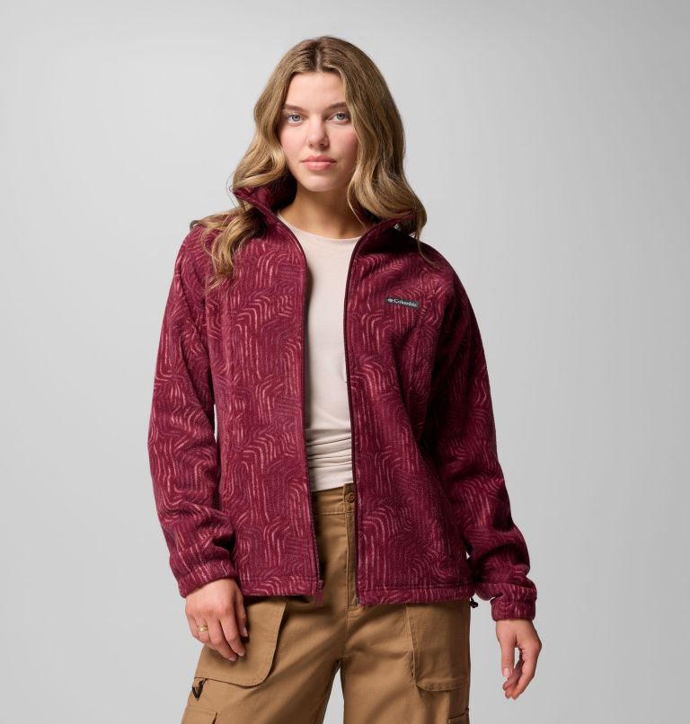Women's Benton Springs Printed Full Zip Fleece Jacket, Color: Rich Wine Flowfalls, image 7
