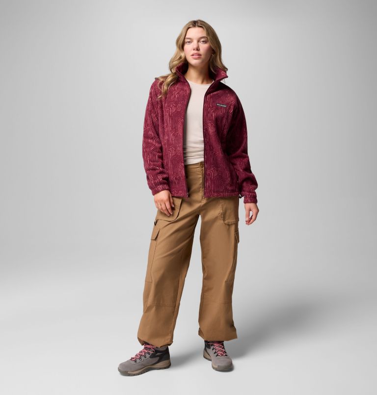 Women's Benton Springs Printed Full Zip Fleece Jacket, Color: Rich Wine Flowfalls, image 2