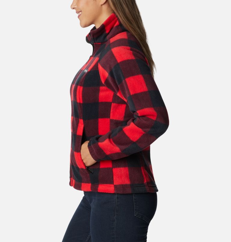 Women's Benton Springs Printed Full Zip Fleece Jacket, Color: Red Lily Check, image 3