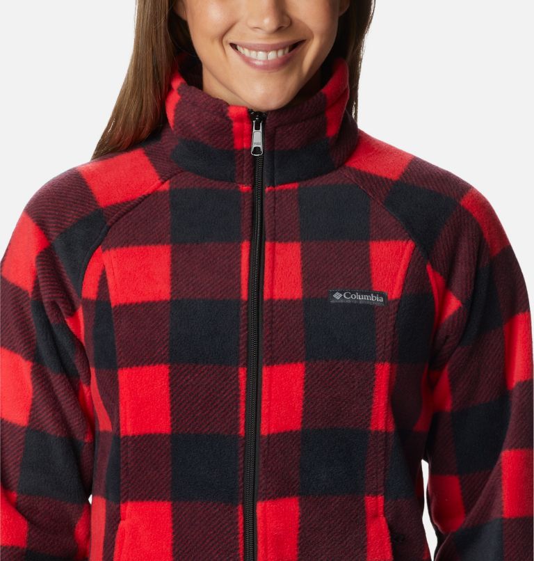 Women's Benton Springs Printed Full Zip Fleece Jacket, Color: Red Lily Check, image 4