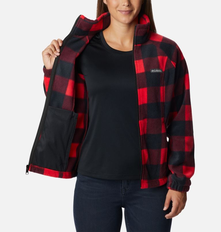 Thumbnail: Women's Benton Springs Printed Full Zip Fleece Jacket, Color: Red Lily Check, image 5