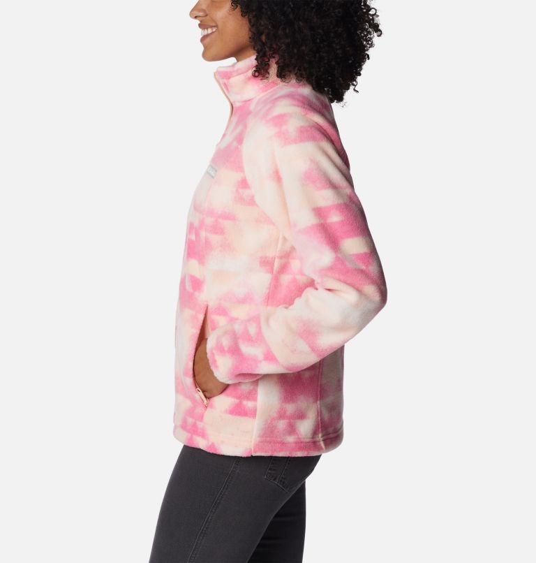 Thumbnail: Women's Benton Springs Printed Full Zip Fleece Jacket, Color: Peach Blossom, Distant Peaks, image 3