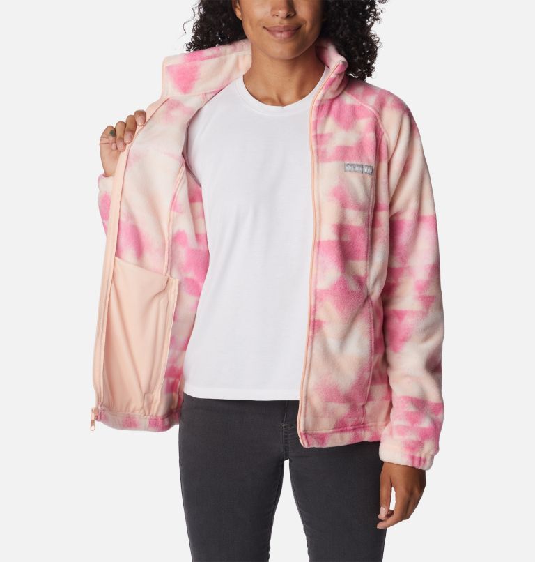 Thumbnail: Women's Benton Springs Printed Full Zip Fleece Jacket, Color: Peach Blossom, Distant Peaks, image 5