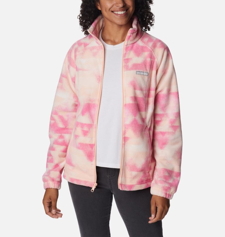 Women's Benton Springs Printed Full Zip Fleece Jacket, Color: Peach Blossom, Distant Peaks, image 7