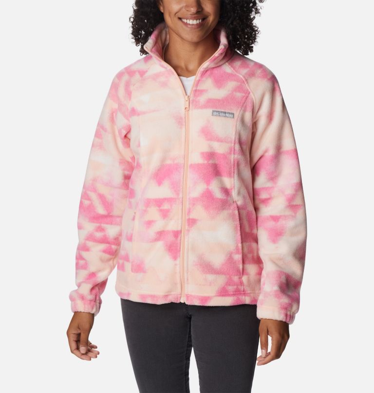 Women's Benton Springs Printed Full Zip Fleece Jacket, Color: Peach Blossom, Distant Peaks, image 1