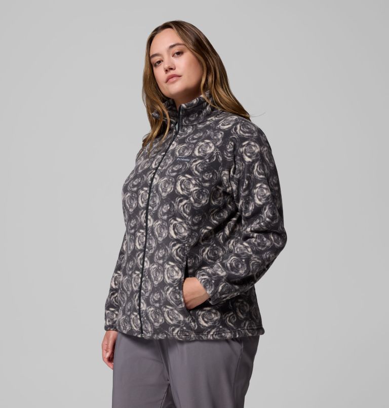 Women's Benton Springs Printed Full Zip Fleece Jacket - Plus Size, Color: Shark Rose City, image 4