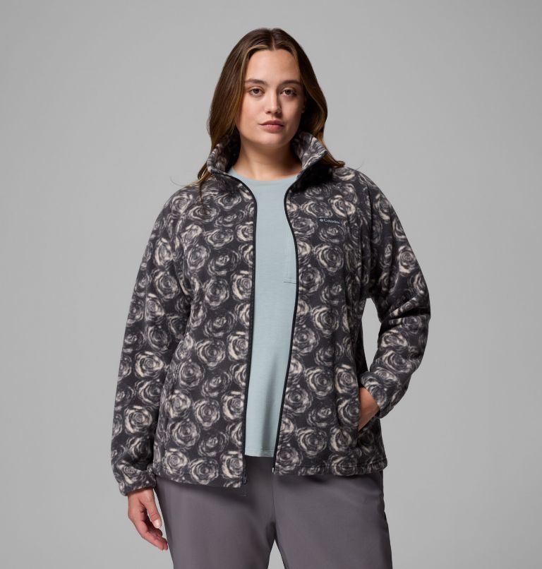 Women's Benton Springs Printed Full Zip Fleece Jacket - Plus Size, Color: Shark Rose City, image 5