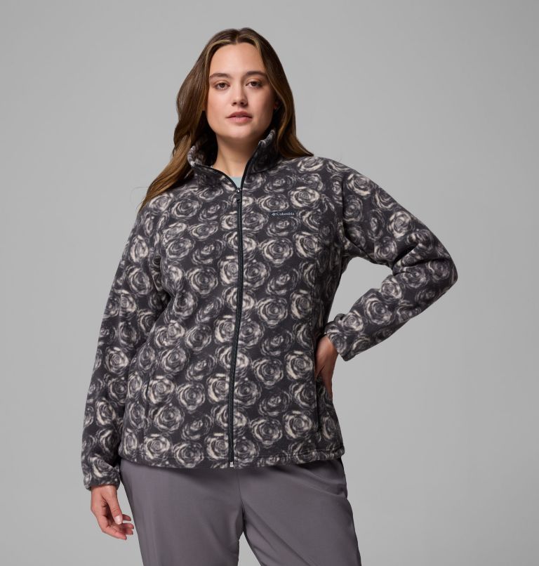 Women's Benton Springs Printed Full Zip Fleece Jacket - Plus Size, Color: Shark Rose City, image 1