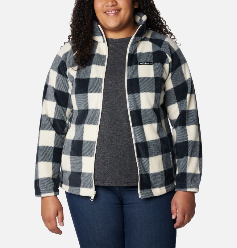 Women's Benton Springs Printed Full Zip Fleece Jacket - Plus Size, Color: Chalk Check Print, image 7