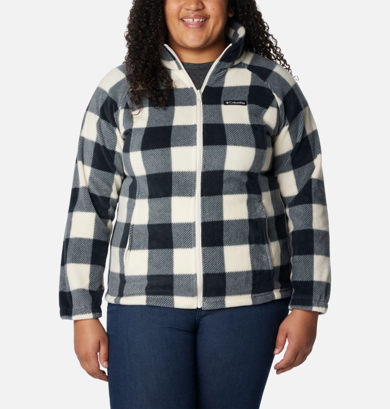 Women's Benton Springs Printed Full Zip Fleece Jacket - Plus Size, Color: Chalk Check Print, image 1