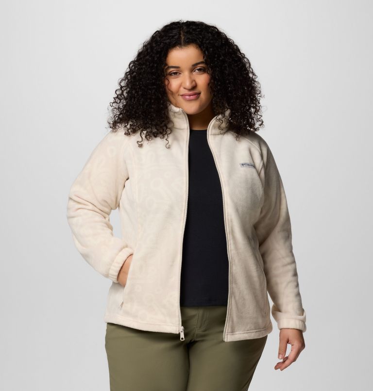 Women's Benton Springs Printed Full Zip Fleece Jacket - Plus Size, Color: Dark Stone Marker Made Tonal, image 6