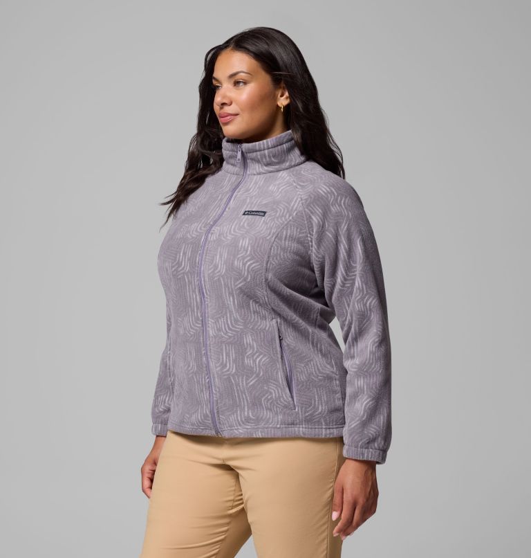 Women's Benton Springs Printed Full Zip Fleece Jacket - Plus Size, Color: Shale Purple Flowfalls, image 4