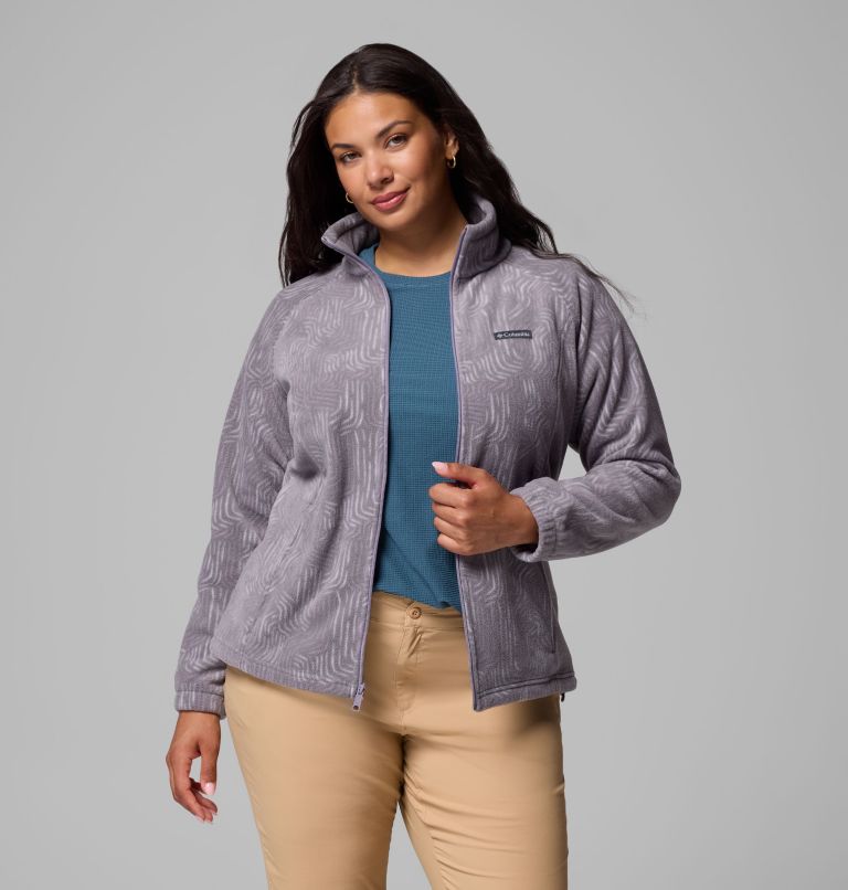 Women's Benton Springs Printed Full Zip Fleece Jacket - Plus Size, Color: Shale Purple Flowfalls, image 5
