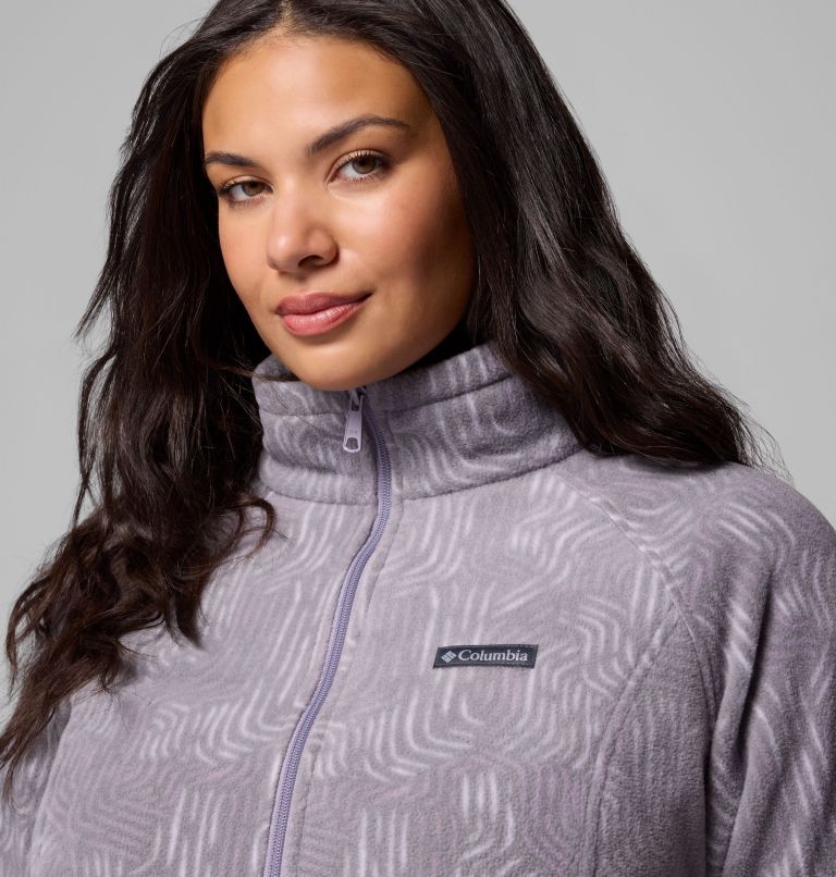 Women's Benton Springs Printed Full Zip Fleece Jacket - Plus Size, Color: Shale Purple Flowfalls, image 6