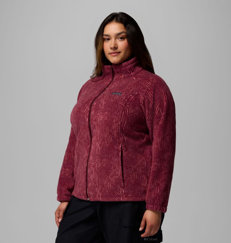 Women's Benton Springs Printed Full Zip Fleece Jacket - Plus Size, Color: Rich Wine Flowfalls, image 4