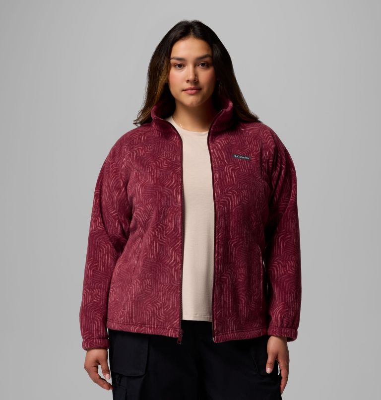 Women's Benton Springs Printed Full Zip Fleece Jacket - Plus Size, Color: Rich Wine Flowfalls, image 5