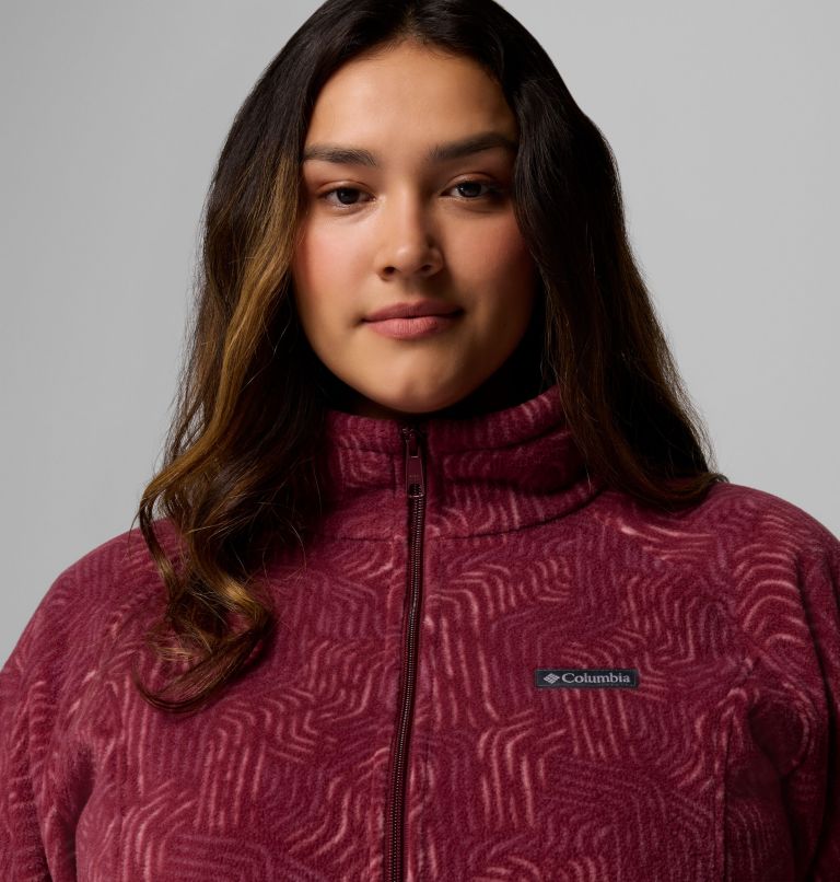 Women's Benton Springs Printed Full Zip Fleece Jacket - Plus Size, Color: Rich Wine Flowfalls, image 6