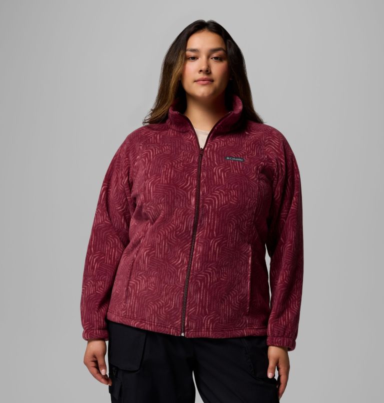Women's Benton Springs Printed Full Zip Fleece Jacket - Plus Size, Color: Rich Wine Flowfalls, image 1