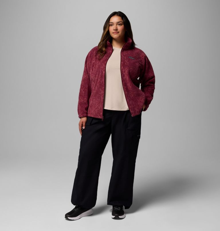 Women's Benton Springs Printed Full Zip Fleece Jacket - Plus Size, Color: Rich Wine Flowfalls, image 2
