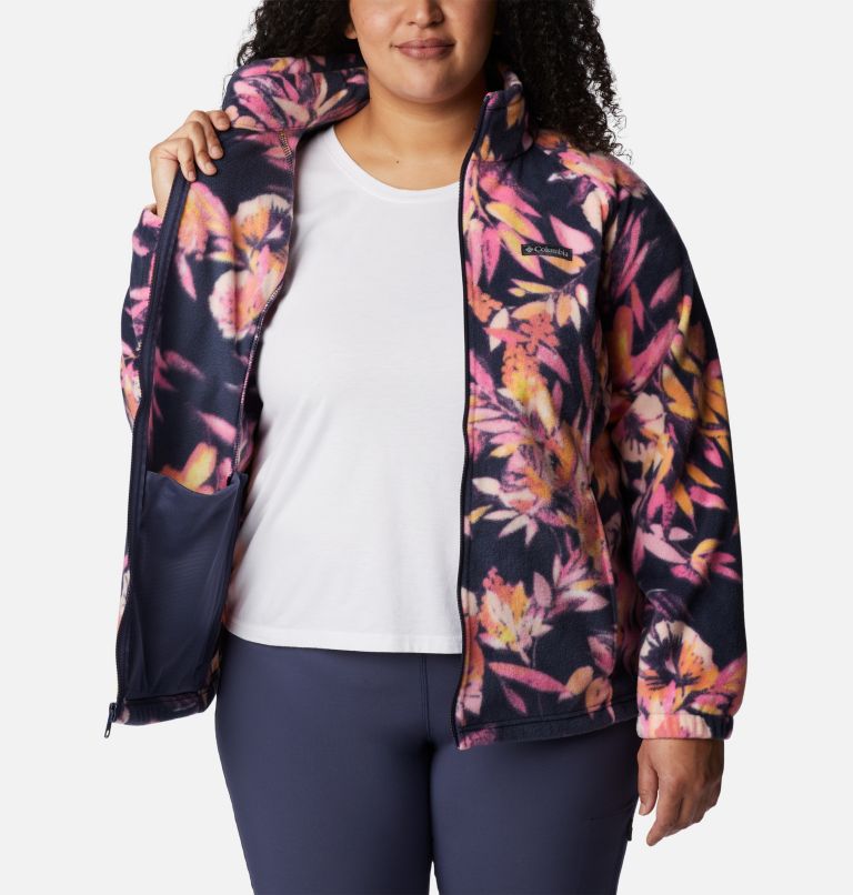 Women's Benton Springs Printed Full Zip Fleece Jacket - Plus Size, Color: Wild Geranium, Wisterian, image 5