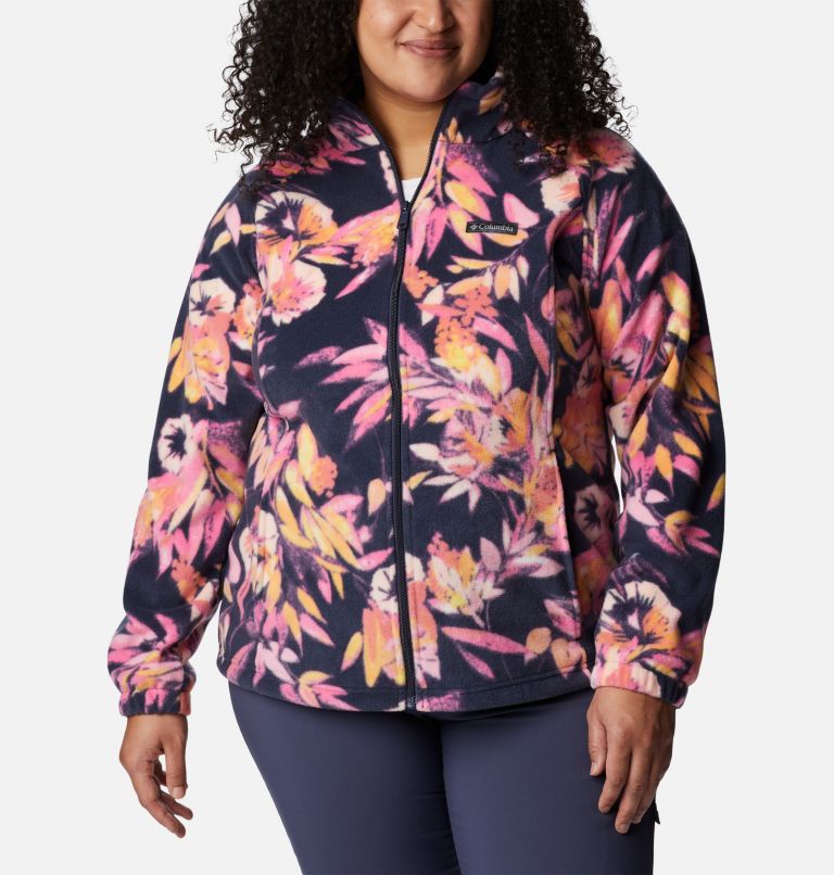 Thumbnail: Women's Benton Springs Printed Full Zip Fleece Jacket - Plus Size, Color: Wild Geranium, Wisterian, image 1