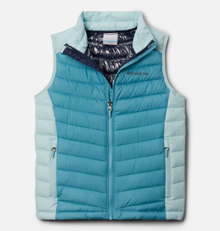 Girls' Slope Edge Vest, Color: Sea Wave, Icy Morn, image 1
