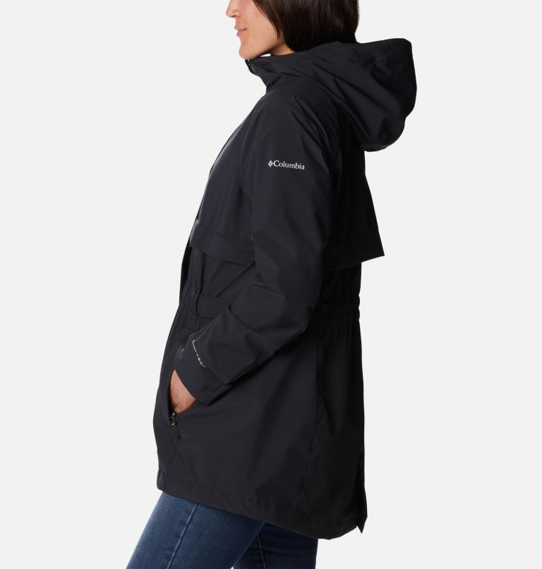 Women's Long Valley Rain Trench, Color: Black, image 3