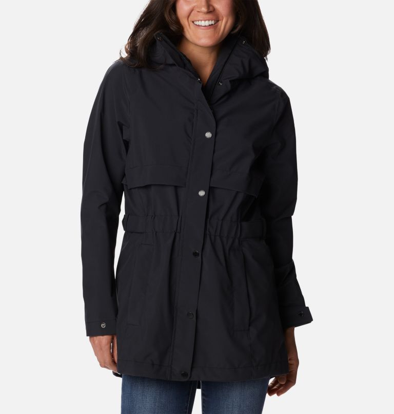 Thumbnail: Women's Long Valley Trench Jacket, Color: Black, image 1