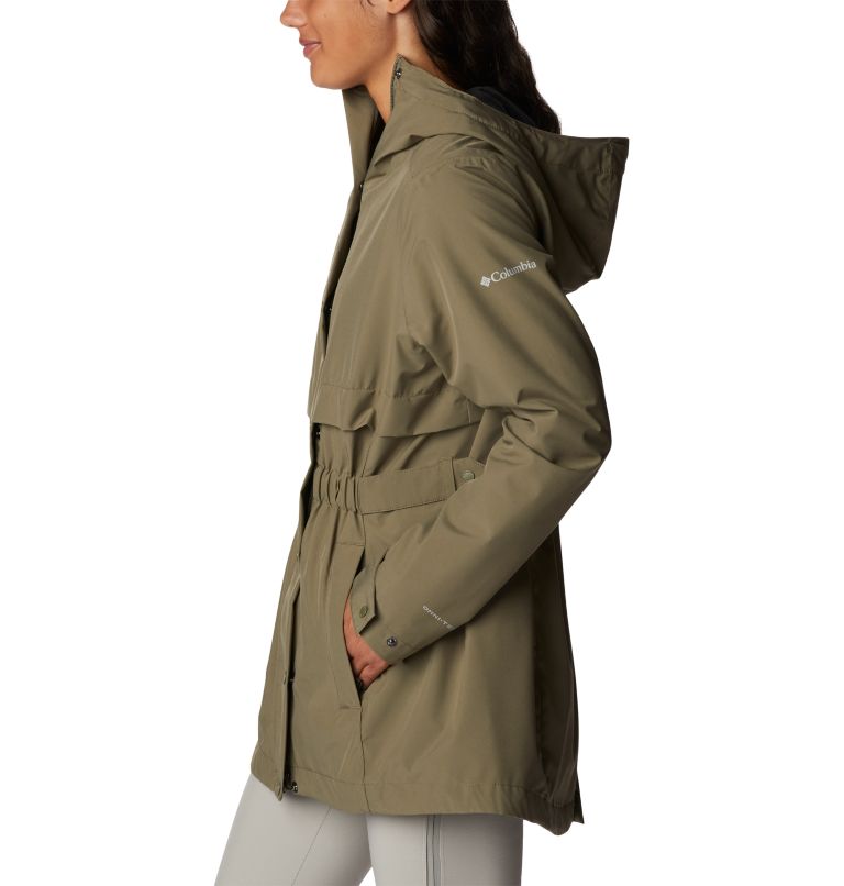 Women's Long Valley Rain Trench, Color: Stone Green, image 3