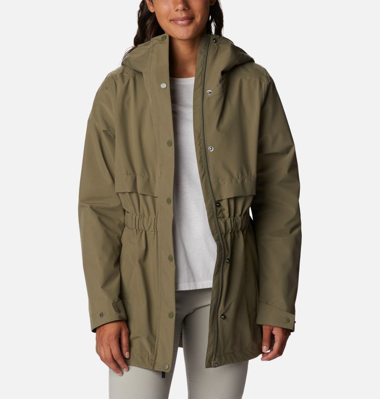 Women's Long Valley Rain Trench, Color: Stone Green, image 6