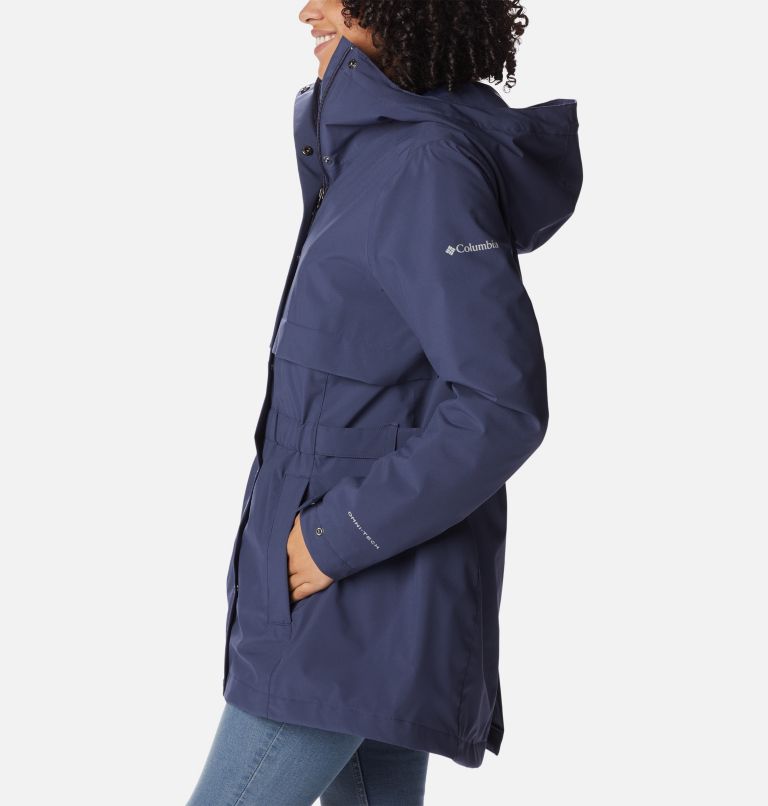 Women's Long Valley Trench Jacket, Color: Nocturnal