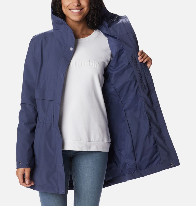Women's Long Valley Trench Jacket, Color: Nocturnal