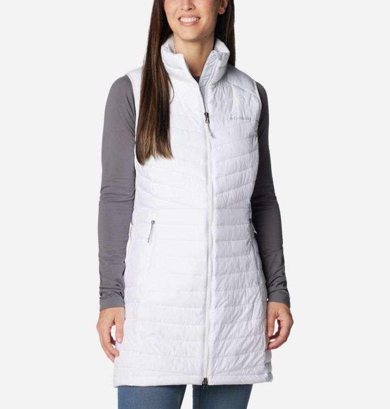 Women's Slope Edge Long Vest, Color: White, image 1