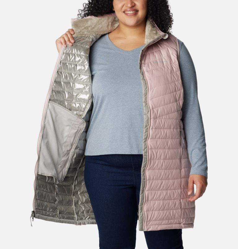 Thumbnail: Women's Slope Edge Long Vest - Plus Size, Color: Dusty Pink, image 5