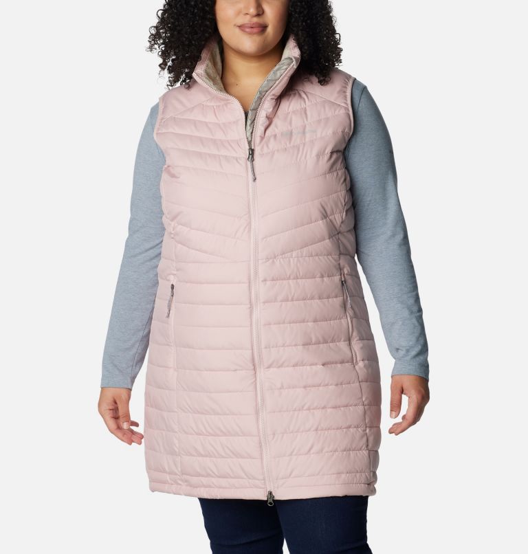 Thumbnail: Women's Slope Edge Long Vest - Plus Size, Color: Dusty Pink, image 1