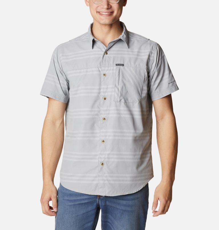 Thumbnail: Men's Homecrest Short Sleeve Shirt, Color: Colm Grey, City Grey Surf Stripe, image 1