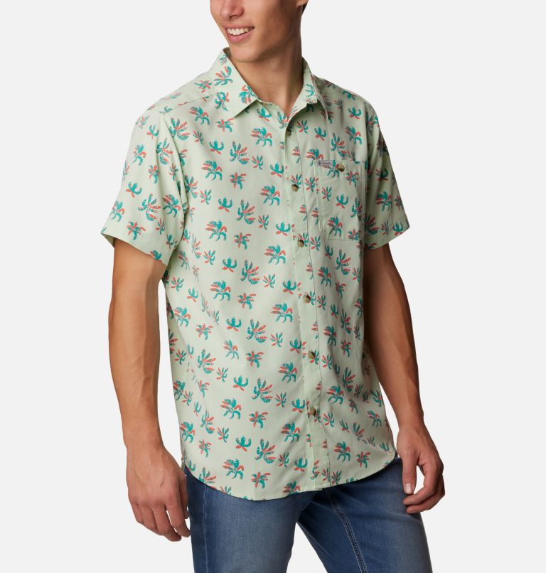 Men's Captree Island Short Sleeve Shirt, Color: Ice Green Chameleon Palms, image 5