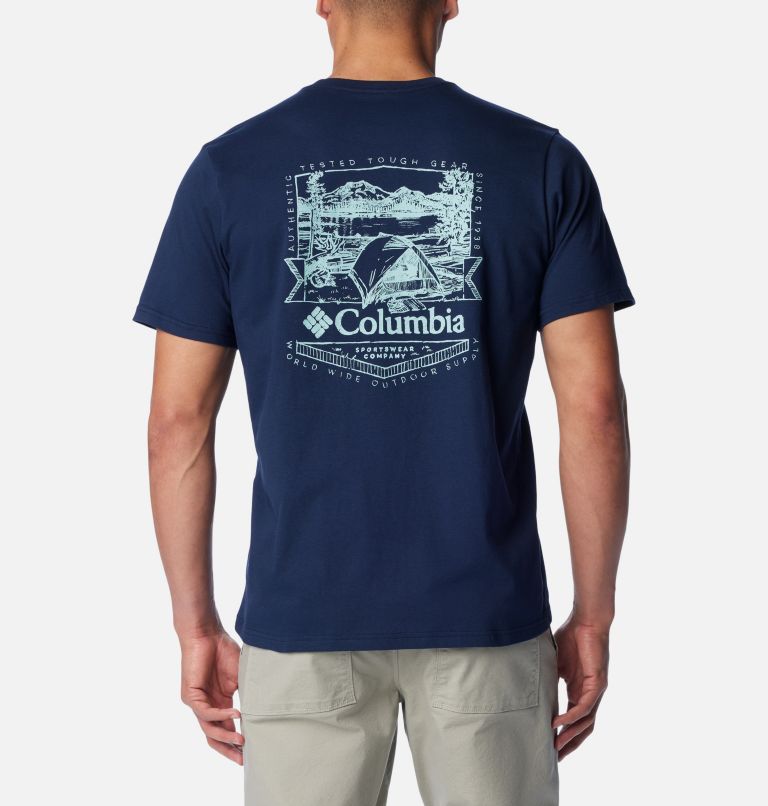 Men's Rockaway River Back Graphic T-Shirt, Color: Collegiate Navy, Lakeside Badge, image 2