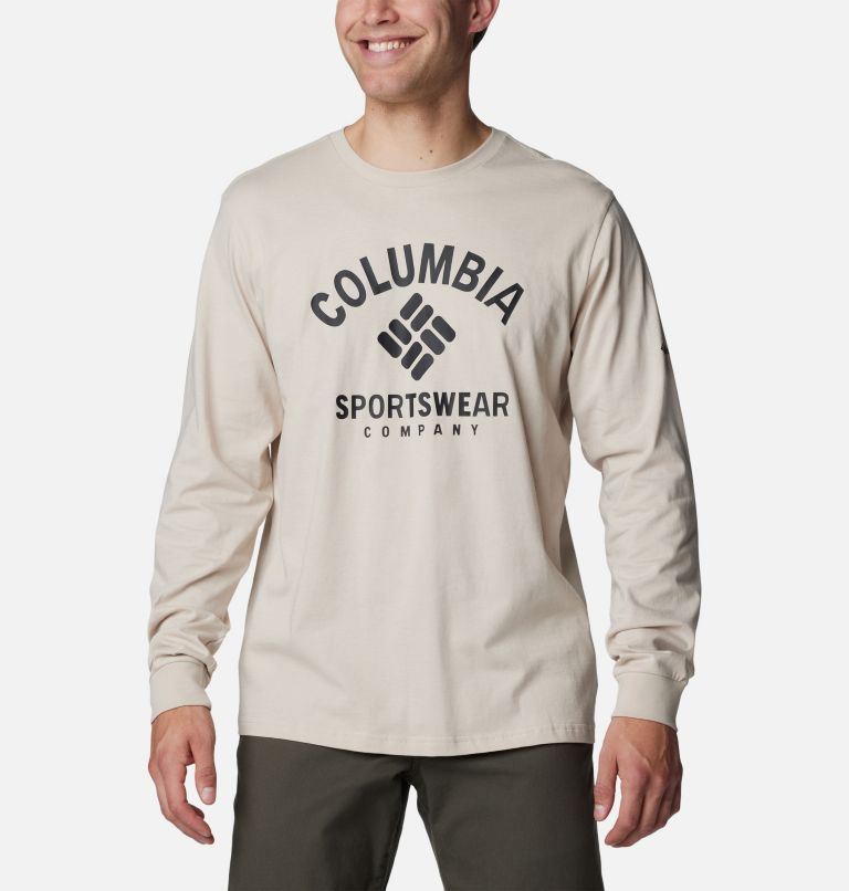 Men's Rockaway River Graphic Long Sleeve T-Shirt, Color: Dark Stone, Athletic Arch, image 1