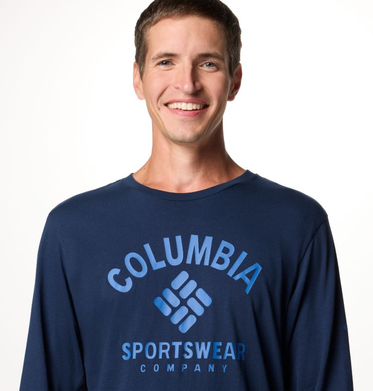 Men's Rockaway River Graphic Long Sleeve T-Shirt, Color: Coll Navy, Athletic Arch, image 5