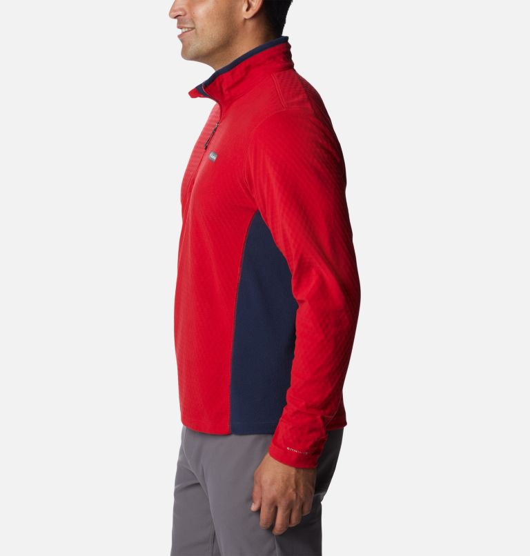 Men's Overlook Pass Half Zip Shirt, Color: Mountain Red, Collegiate Navy, image 3
