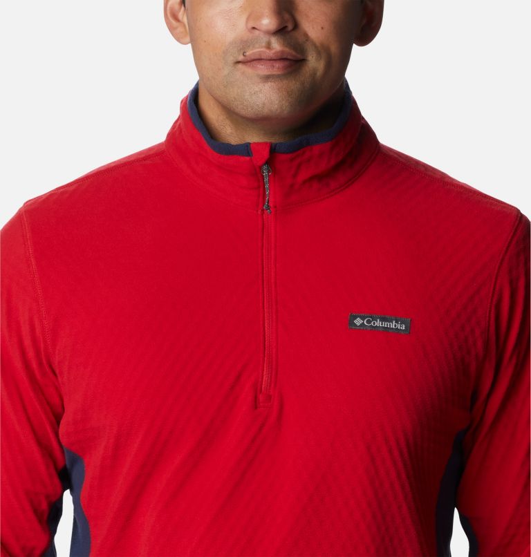Men's Overlook Pass Half Zip Shirt, Color: Mountain Red, Collegiate Navy, image 4