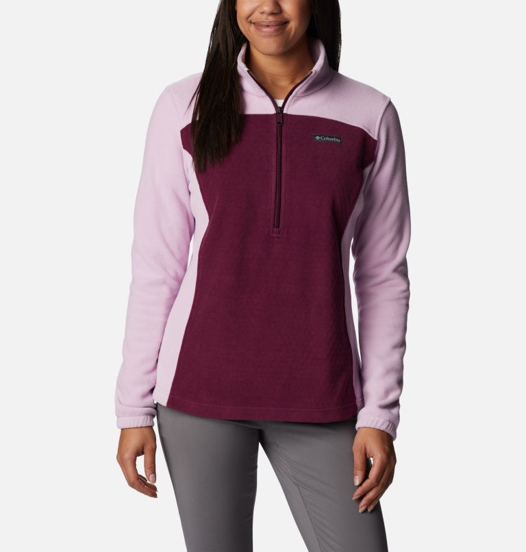 Women's Overlook Trail Half Zip Pullover, Color: Marionberry, Aura, image 1